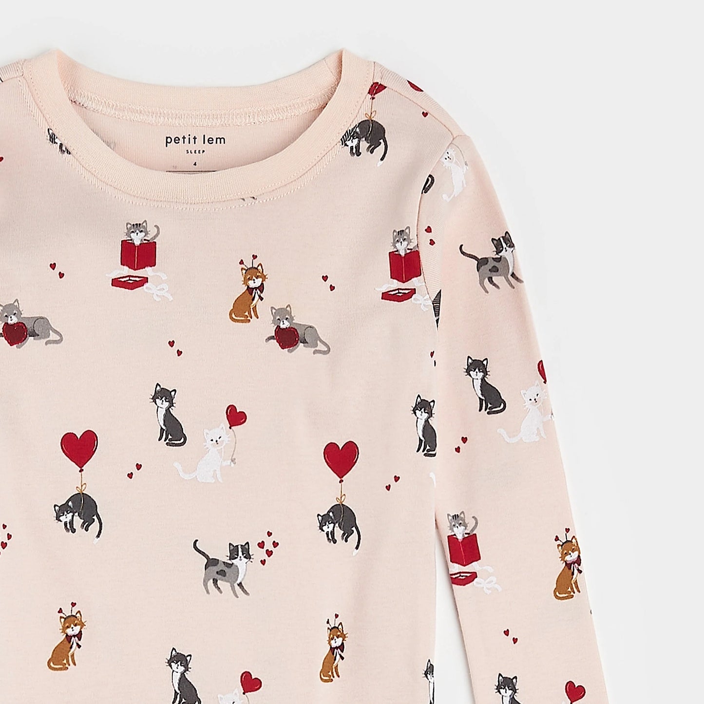 Ensemble de pyjama côtelés rose à imprimé de chats - 2 à 6 ans