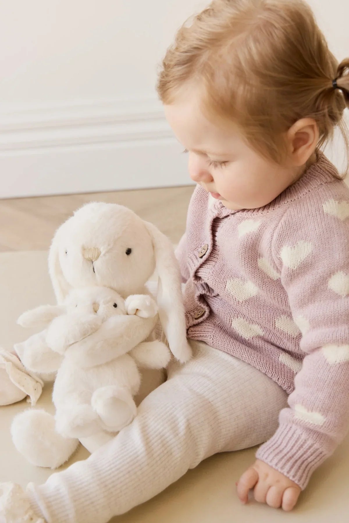 PELUCHE FRANKIE LE LAPIN CÂLIN ET SON BÉBÉ - MARSHMALLOW