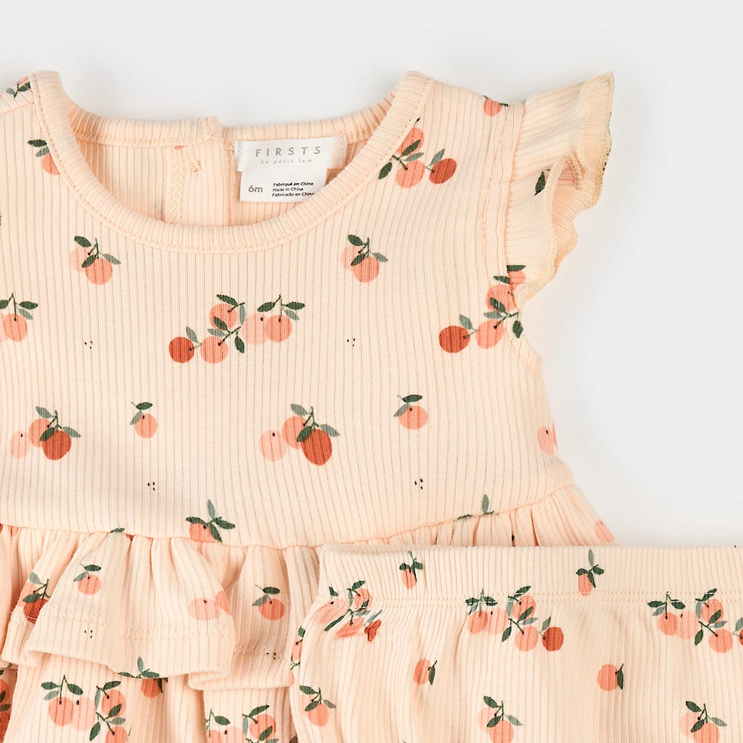 Ensemble 2 pièces camisole à volant et culotte courte - Corail - 3 à 24 mois