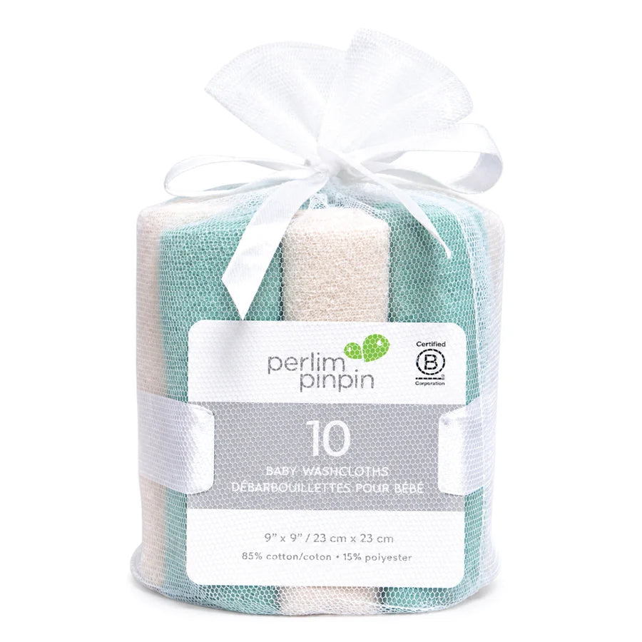 Ensemble de 10 débarbouillettes - Teal/Beige