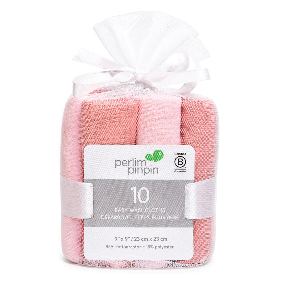 Ensemble de 10 débarbouillettes - Rose/Corail
