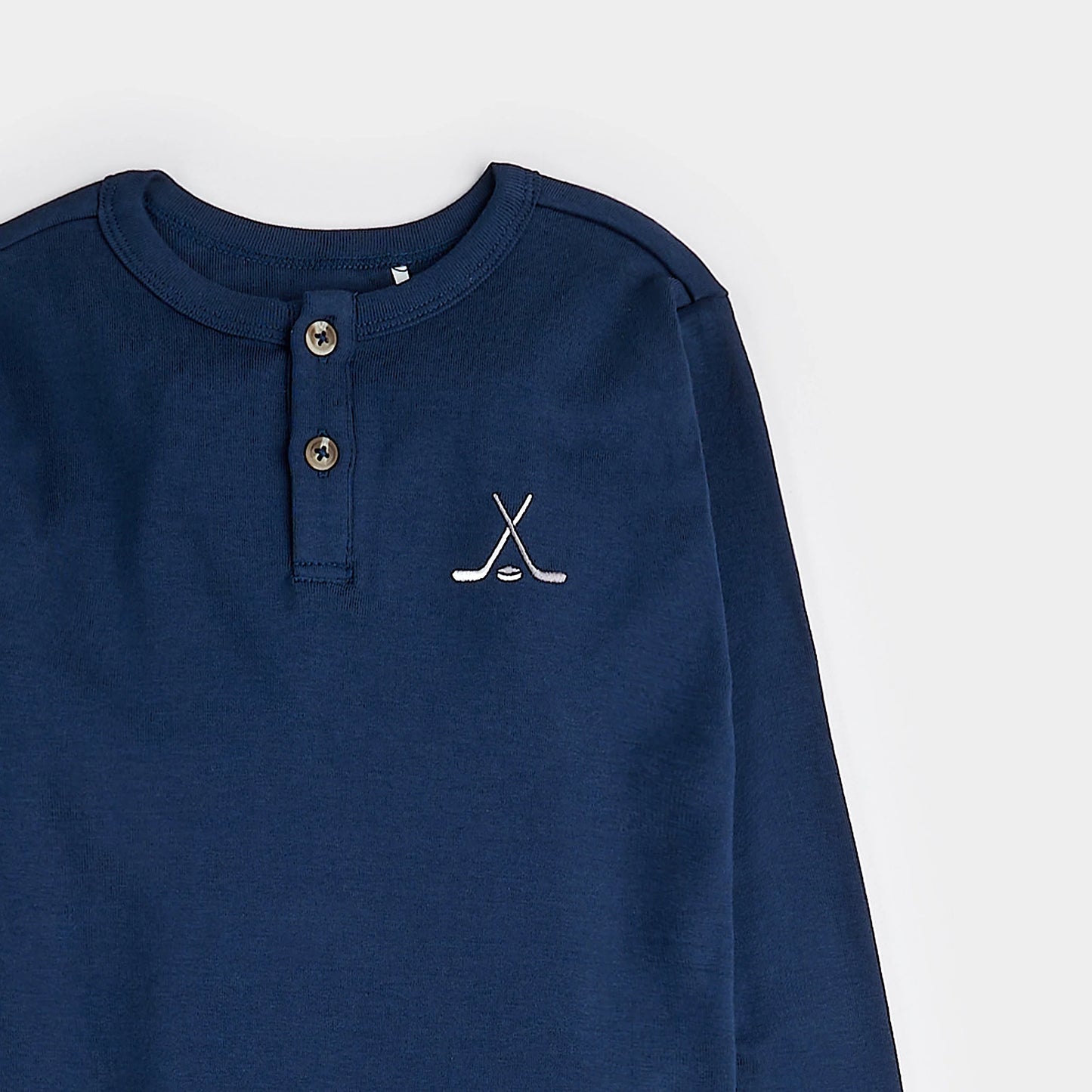 Ensemble pyjama à col henley bleu marin à motif jacquard (2 pcs.) 8 à 14 ans