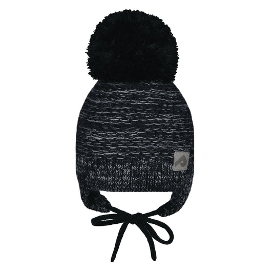 Tuque en acrylique avec pompon - Noir/Gris - 0/6 mois à 6 ans