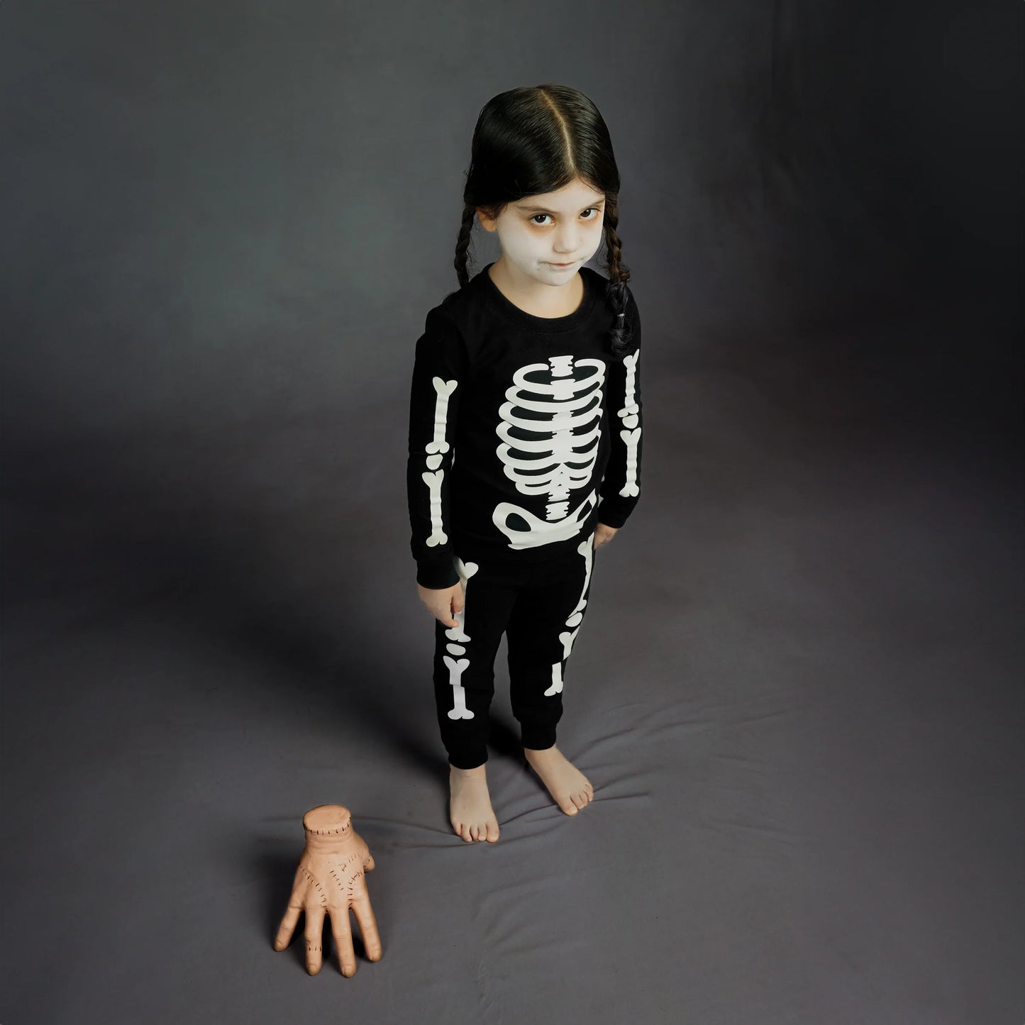 Ensemble pyjama noir à imprimés de squelettes phosphorescent - 2 à 14 ans