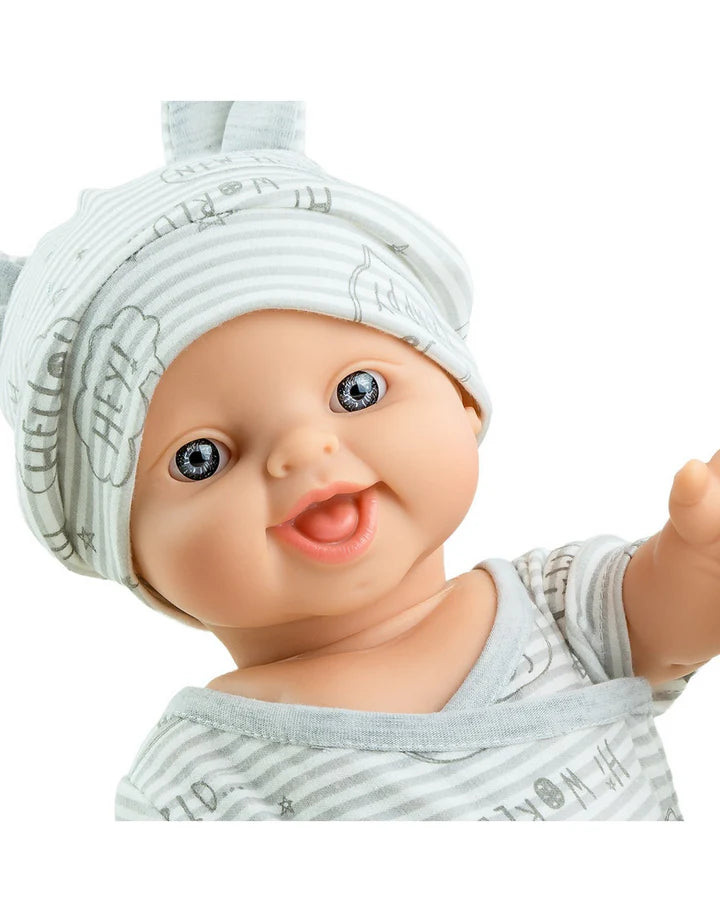 Vêtement pour poupée Gordis - Cache-couche ligné gris et bonnet