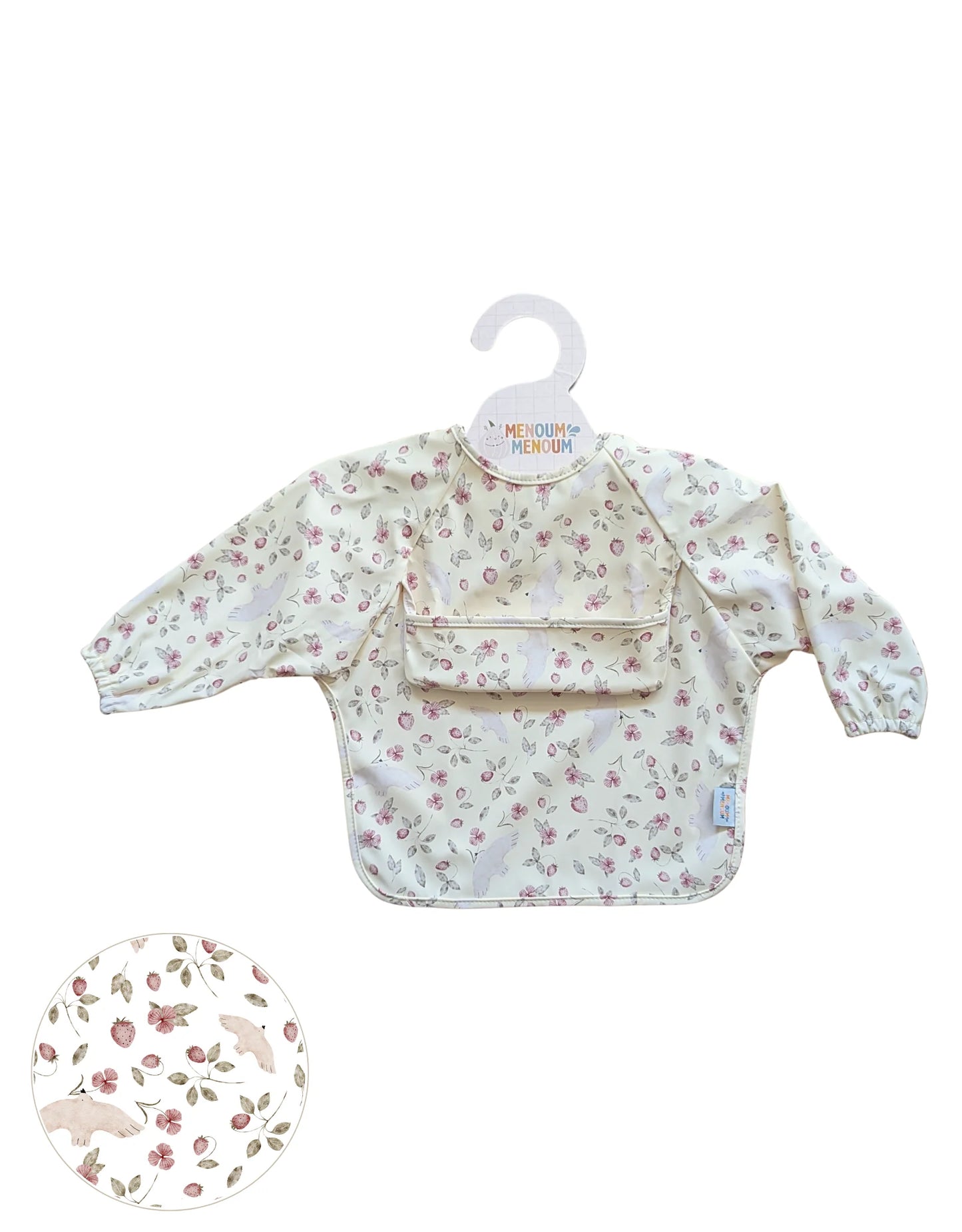 BAVOIR À MANCHES LONGUES - FLEURS ET OISEAUX