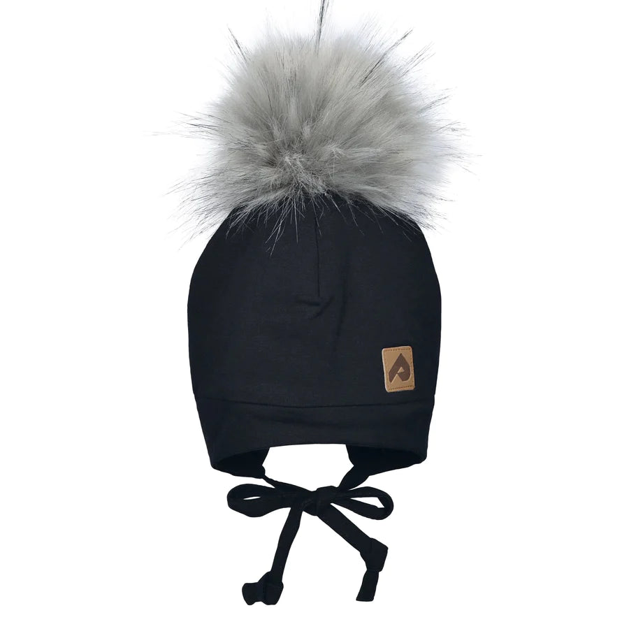 Tuque avec oreilles et pompon - Noir - 0 à 24 mois et 2/6 ans
