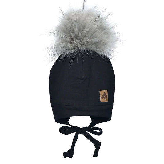Tuque avec oreilles et pompon - Noir  - 0 à 24 mois et 2/6 ans