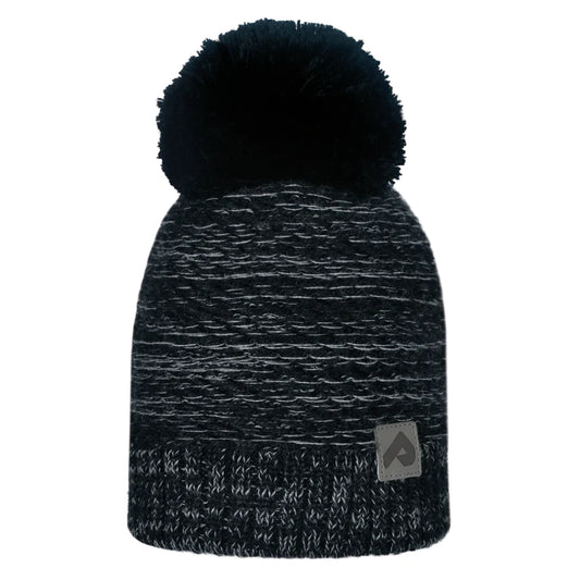 Tuque d'hiver avec pompon en acrylique - Noir -2 à 12 ans