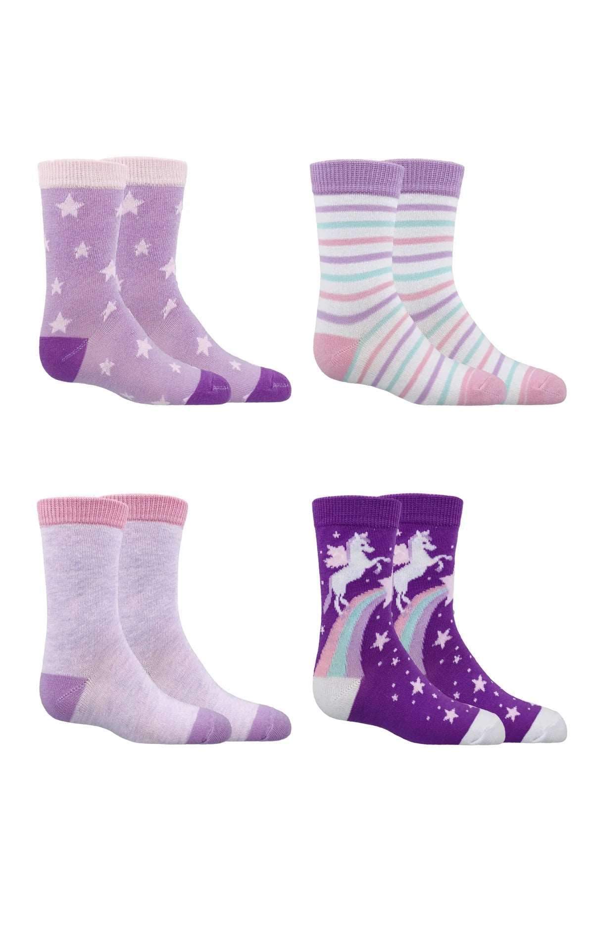 Bas - Ensemble de 4 paires - Licornes - Taille 5 à 9