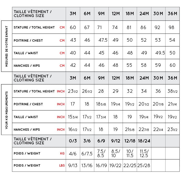 Habit de neige 1piece bébé F10B701-003 3 à 24MOIS