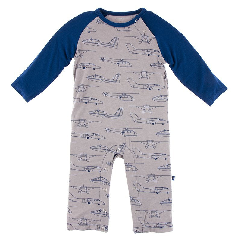 Kickee Pants barboteuse grise - Héros des airs - 3 à 24 mois