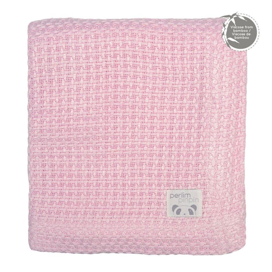 Couverture bambou tricotée - rose