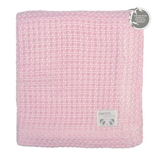Couverture bambou tricotée - rose