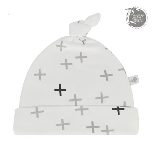 Bonnet à nœud bambou - Blanc imprimé - 6 à 9 mois