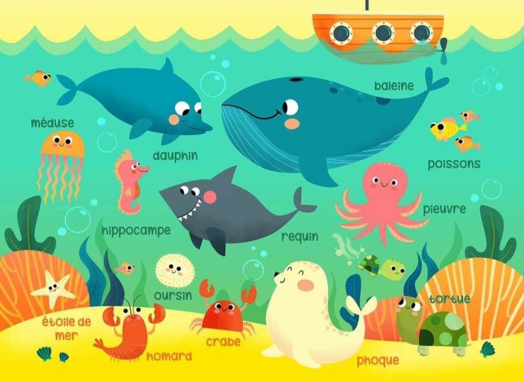 Couverture réversible d'apprentissage en minky - Les fonds marins