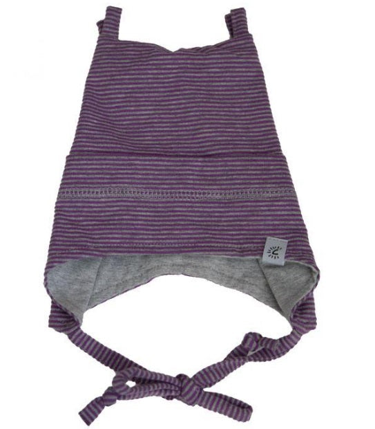 Tuque mi-saison en coton - Mauve rayée - 0/3 à 9/18 mois