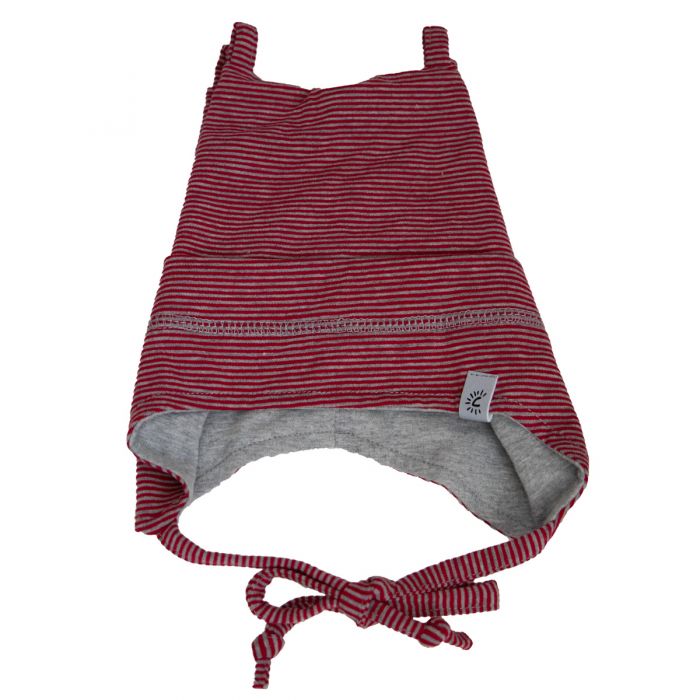 Tuque mi-saison en coton - Rouge rayé - 0/3M à 3 ans