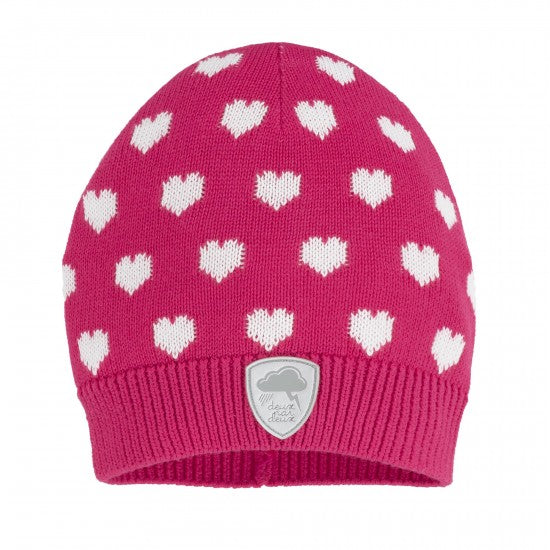 Tuque en tricot motif coeurs - Rose - 18/24 mois