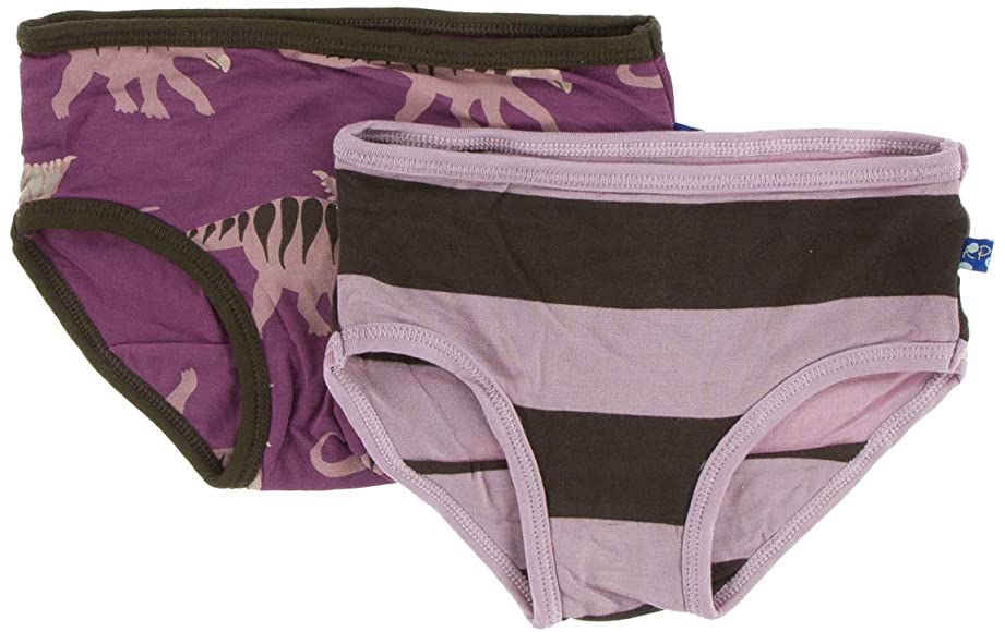 Sous-vêtements en viscose de bambou, pour filles (lot de 2) - Kosmoceratops et Larges Rayures-