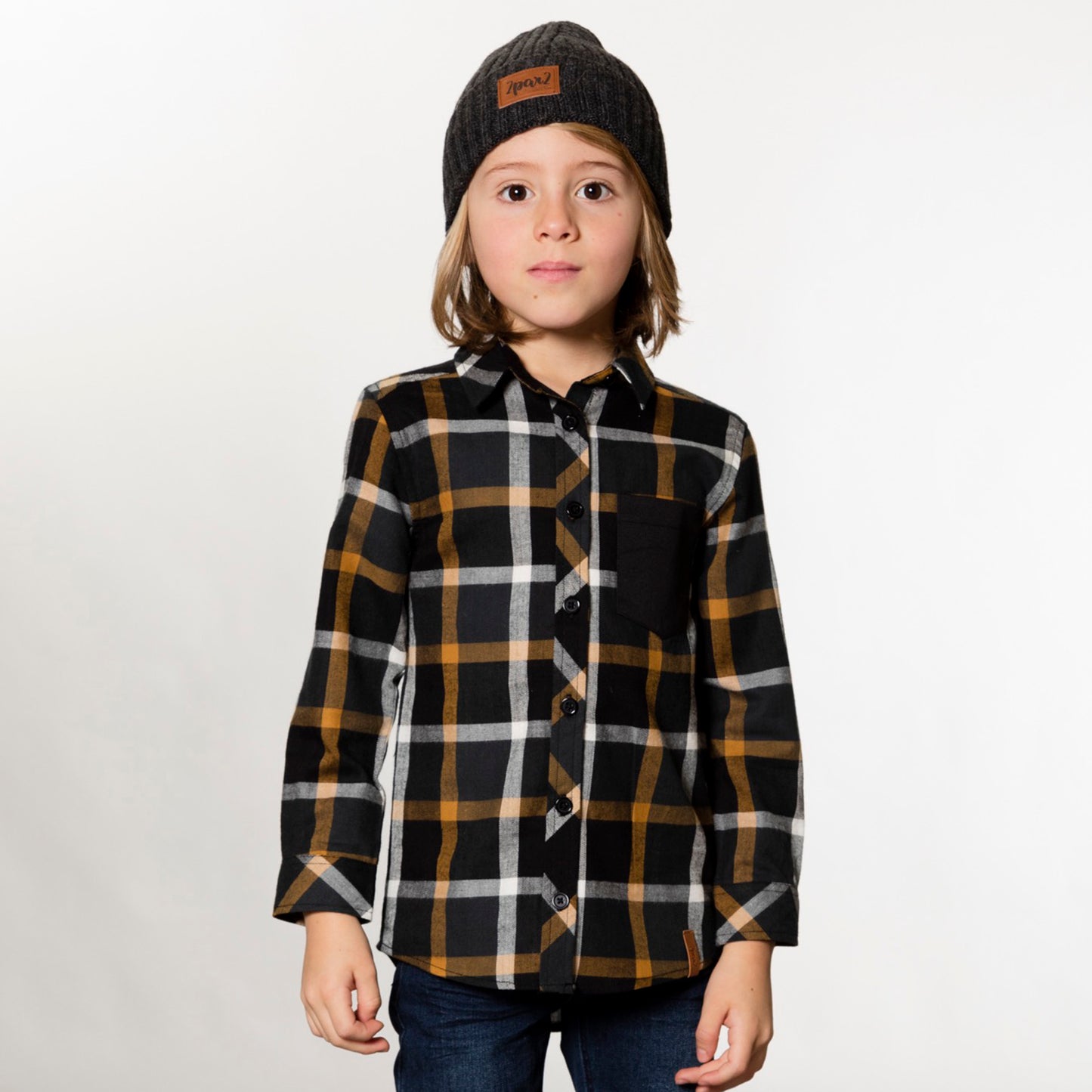 Chemise à carreaux avec poche D20U16 -049 -3 à 12 ans