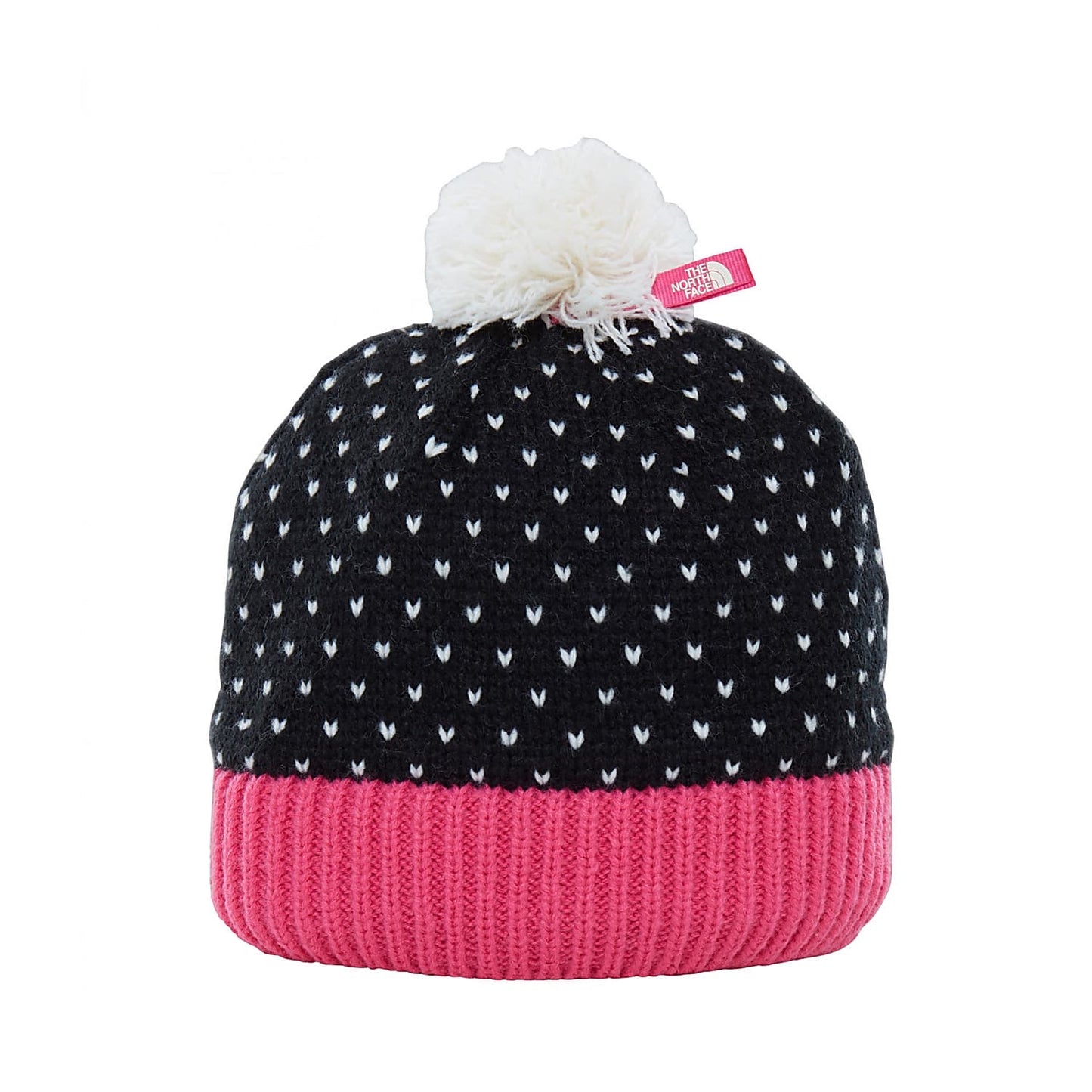 Tuque à pompon avec motif - Noire et rose 3 à 12 ans