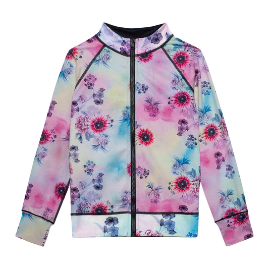 Veste réversible athlétique E30X30-088 - Anthracite/Fleurs Tie dye - 3-14 ans