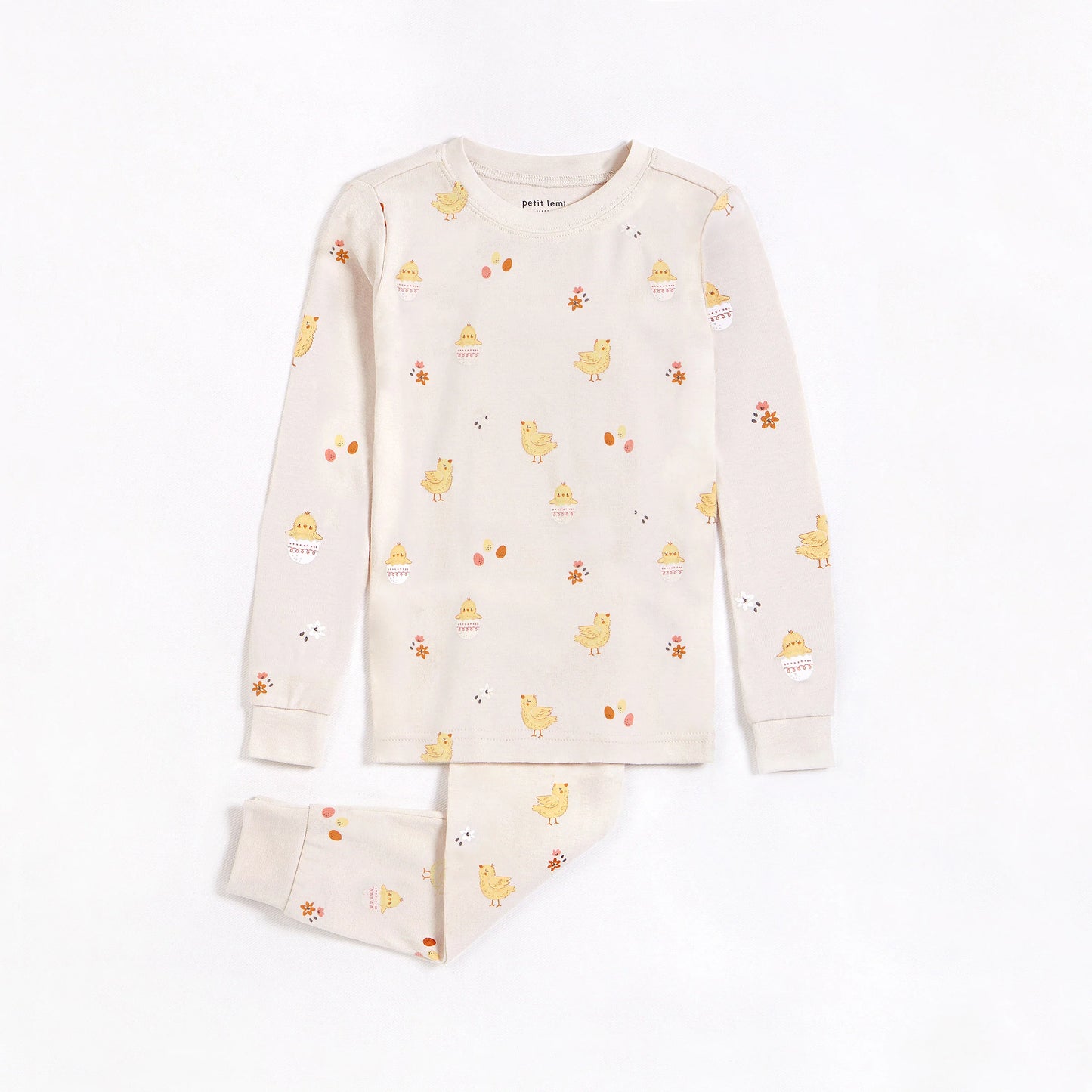Ensemble pyjama beige à imprimés de poussins(2 pcs.) 2 à 7 ans
