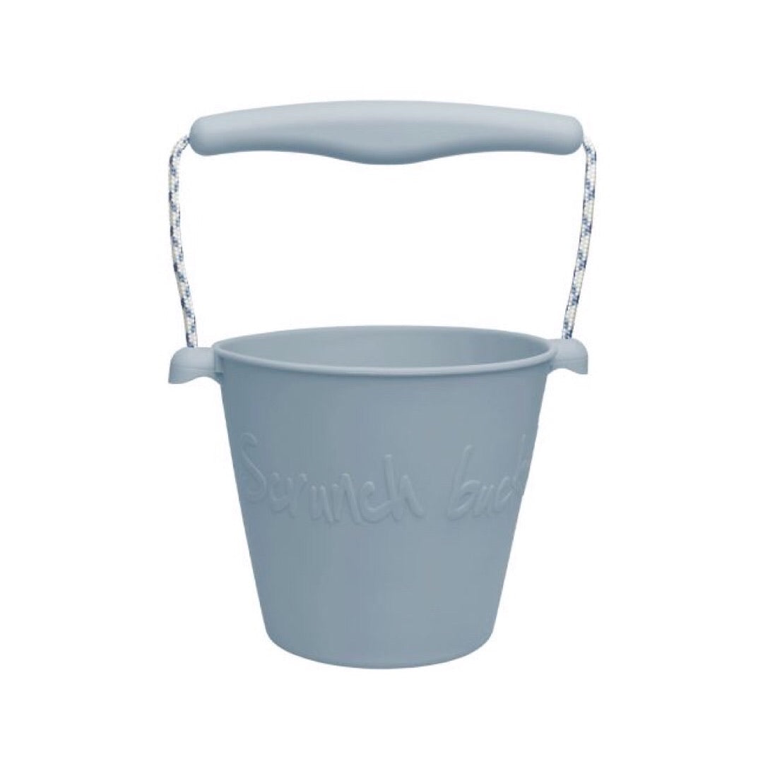 Scrunch Bucket - Seau avec Pelle en Silicone, Bleu acier