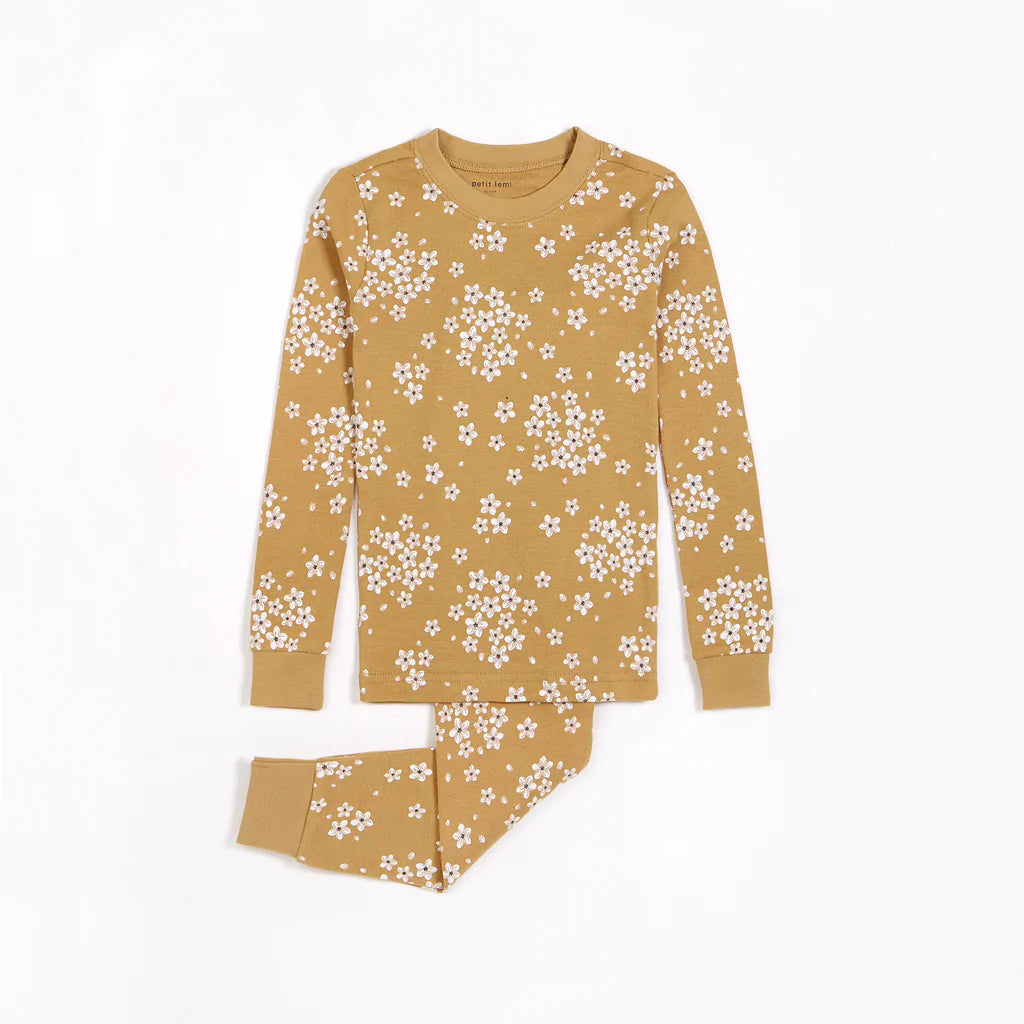 Ensemble pyjama marron à imprimés de fleurs d’automne - 2 à 14 ans