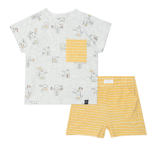 Ensemble chandail et culotte courte en coton organique E30D11-082- Gold - 3 à 24 mois