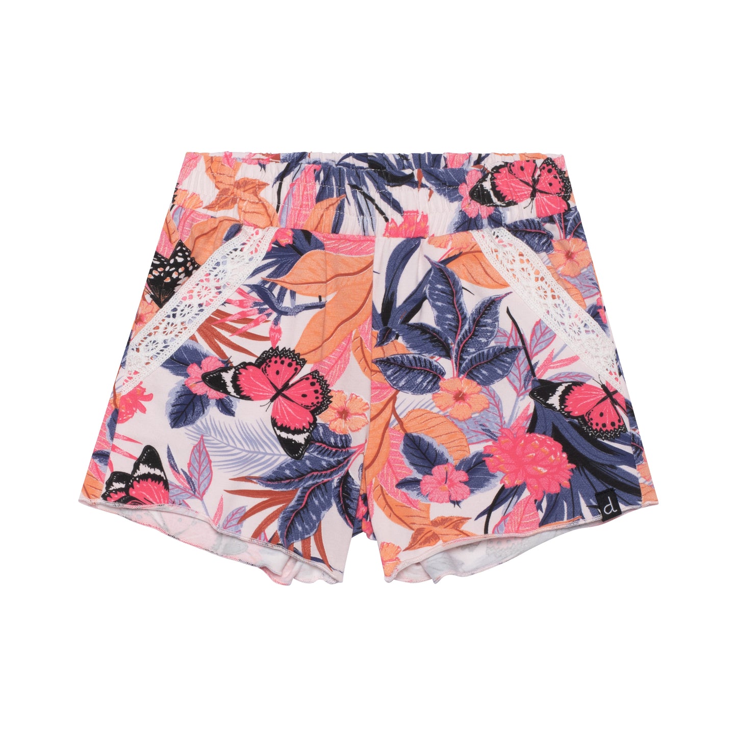Culotte courte avec poche et détail au crochet E30K25-054 - Fleurs papillons - 2 à 14 ans