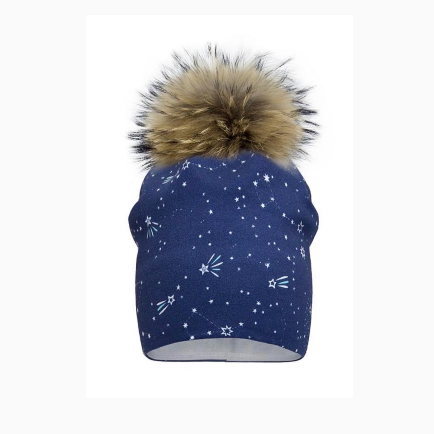 Tuque avec pompon en fourrure - Étoiles
