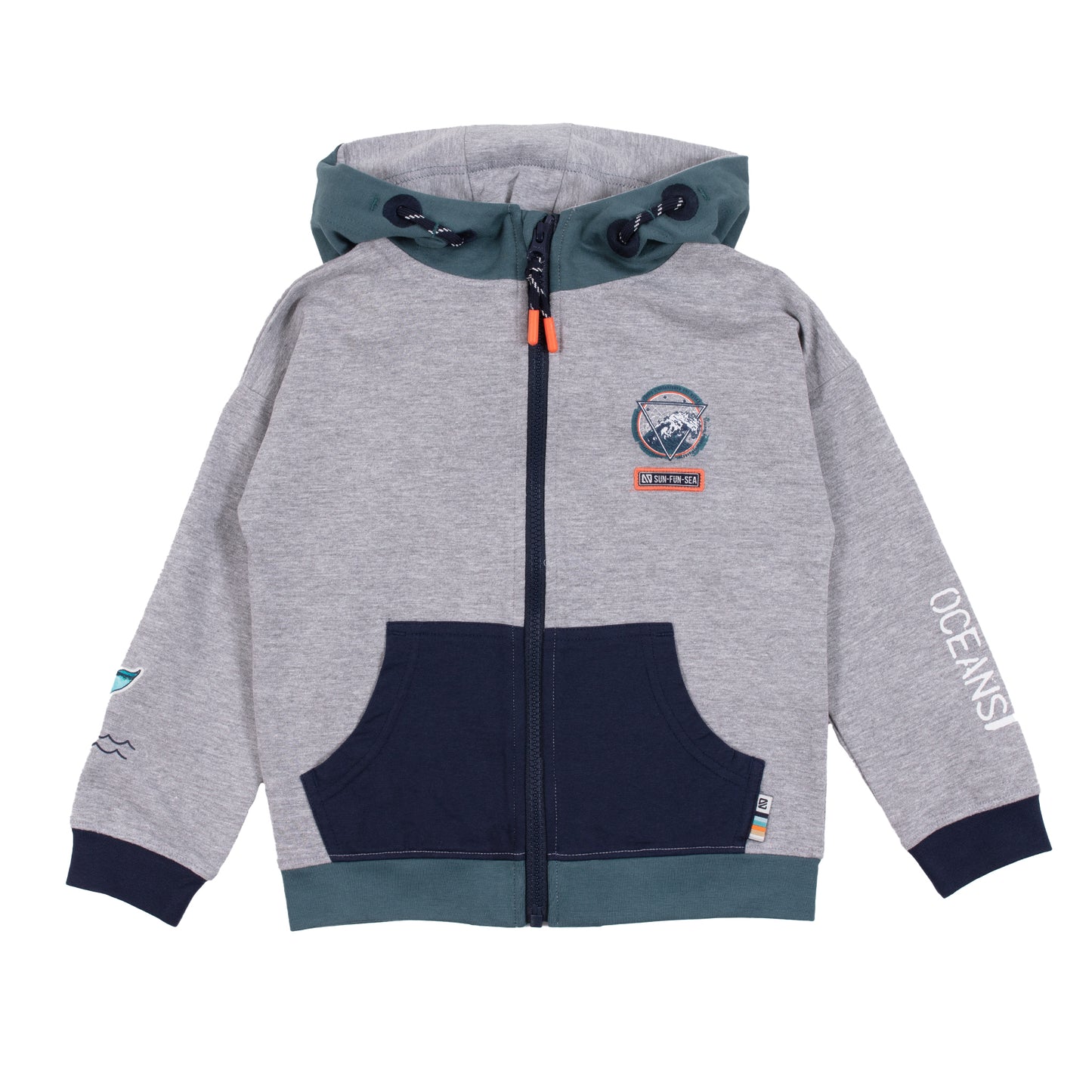 Veste à capuchon Gris mix - Sous l’océan - S2201-01 2 à 12 ans