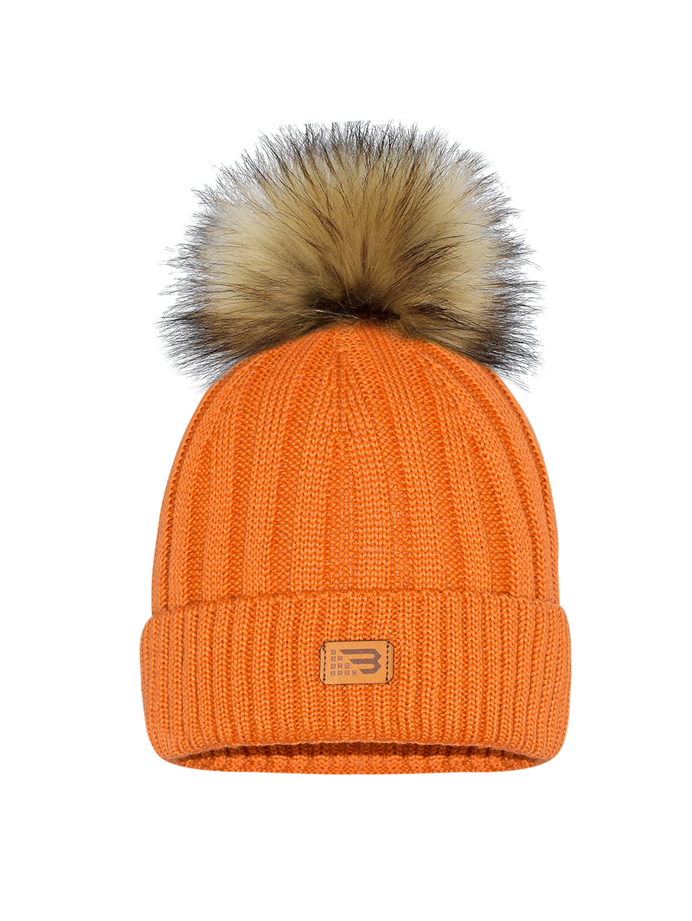Tuque avec pompon naturel - 3/5 ans à 9 ans + (Adulte) - Orange