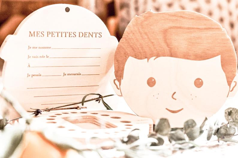 Boîte à dents en bois - Garçon