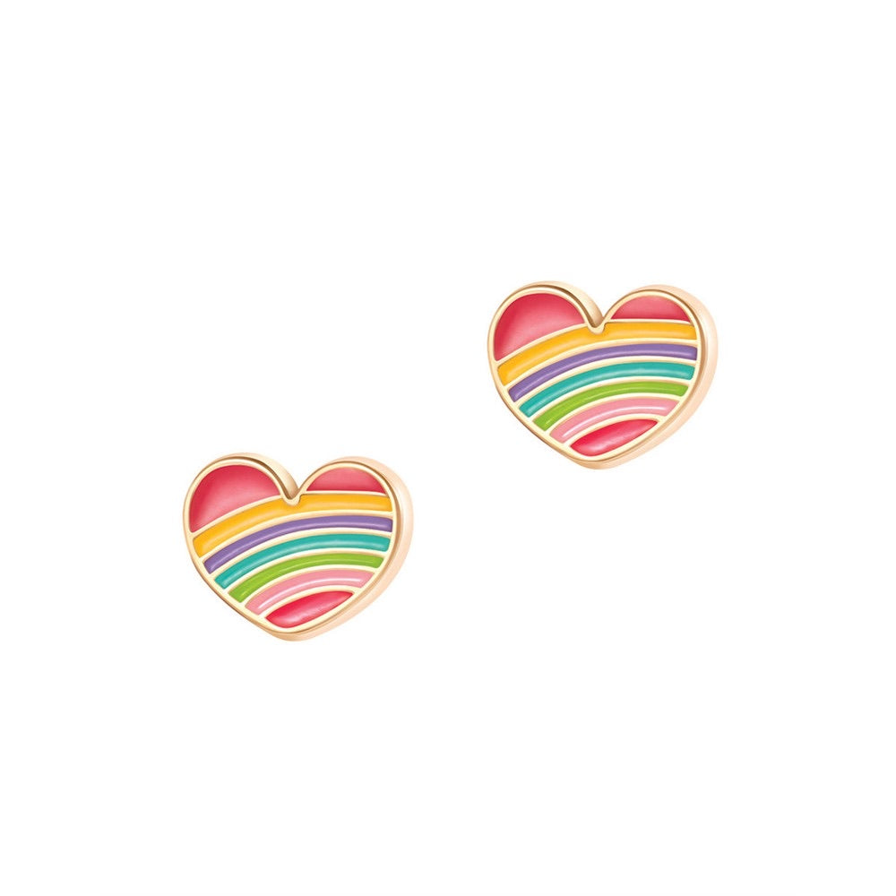 Boucles d'oreilles en étain - Cœur arc-en-ciel 5ans+