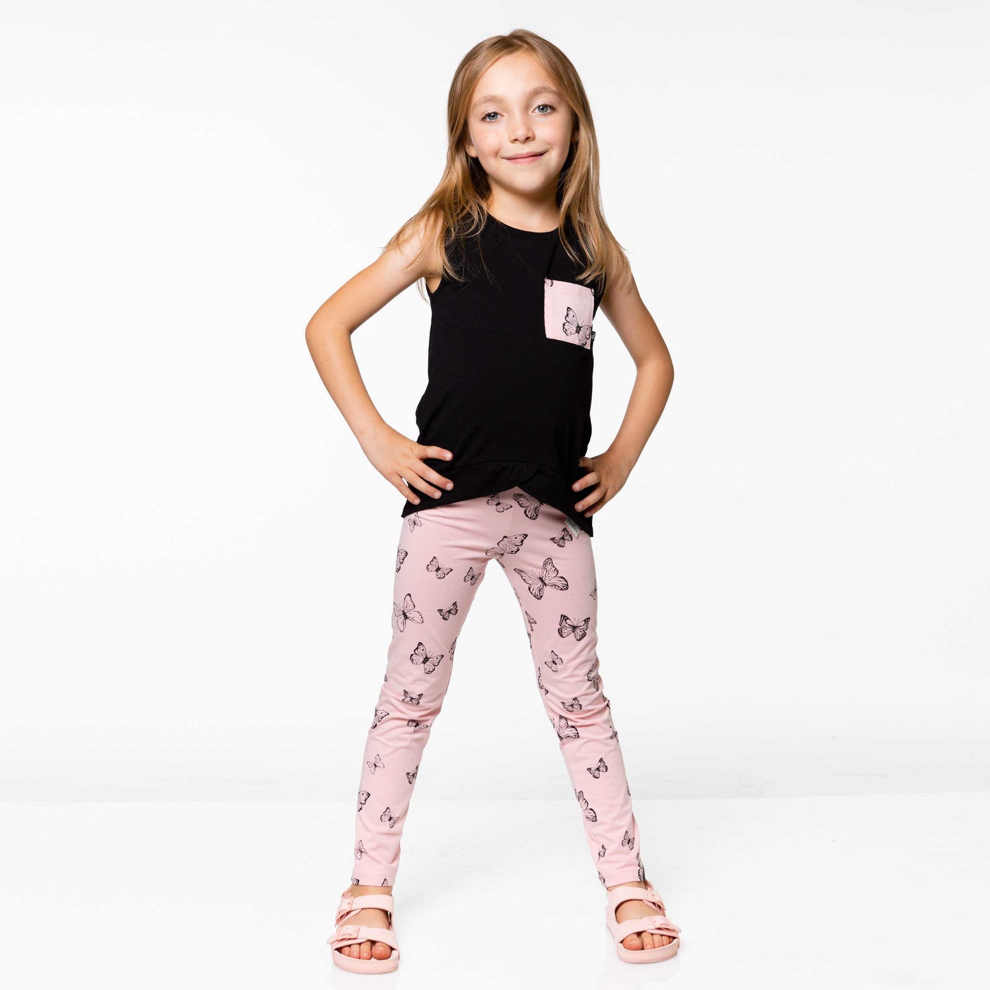 Legging D30H61 - Papillons roses - 3 à 12 ans