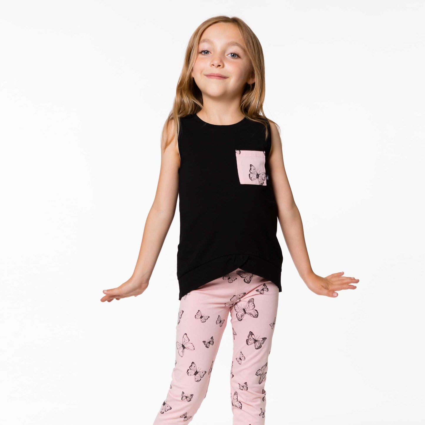 Legging D30H61 - Papillons roses - 3 à 12 ans
