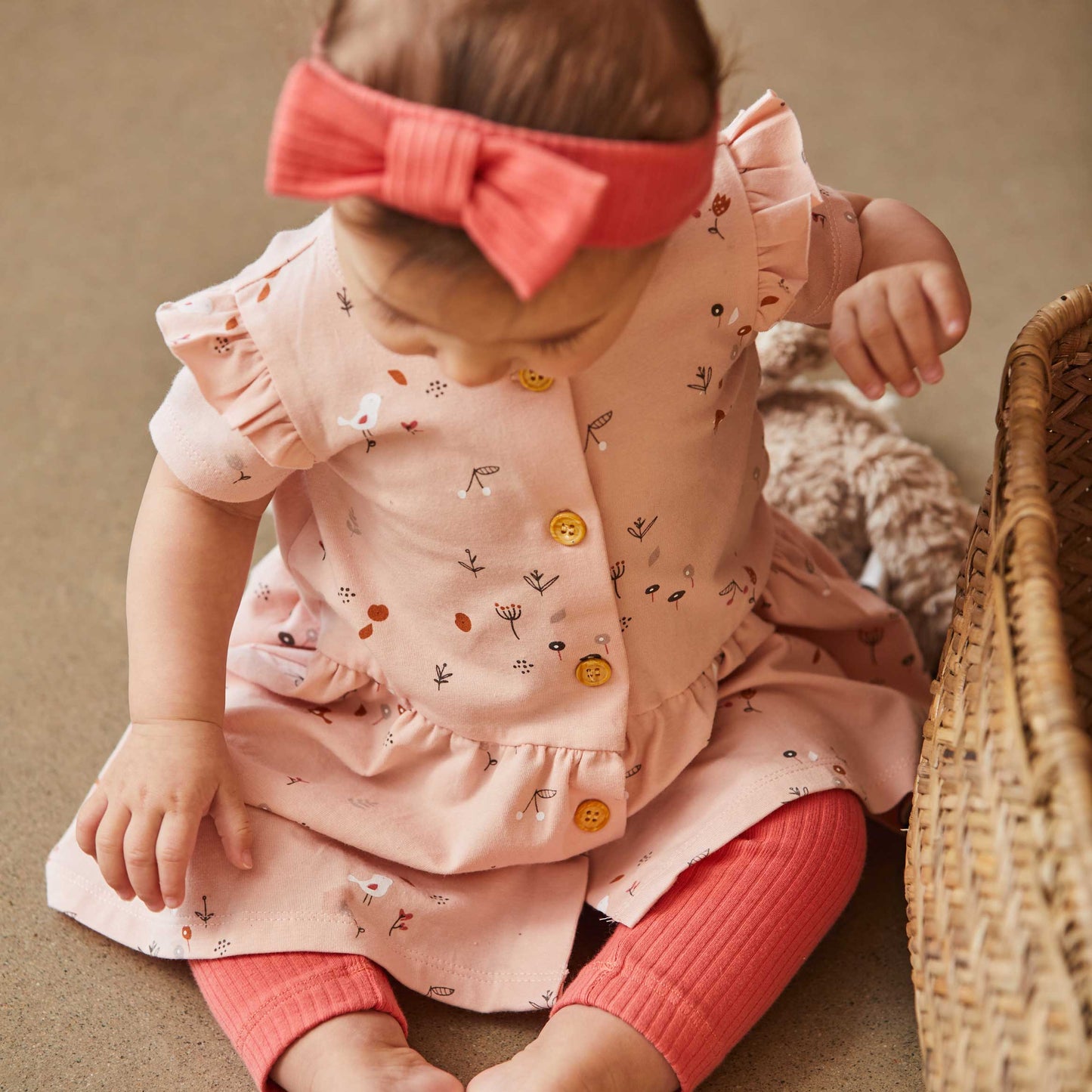 Bandeau coton organique D30BBHB - Thé rose - 3 à 24 mois
