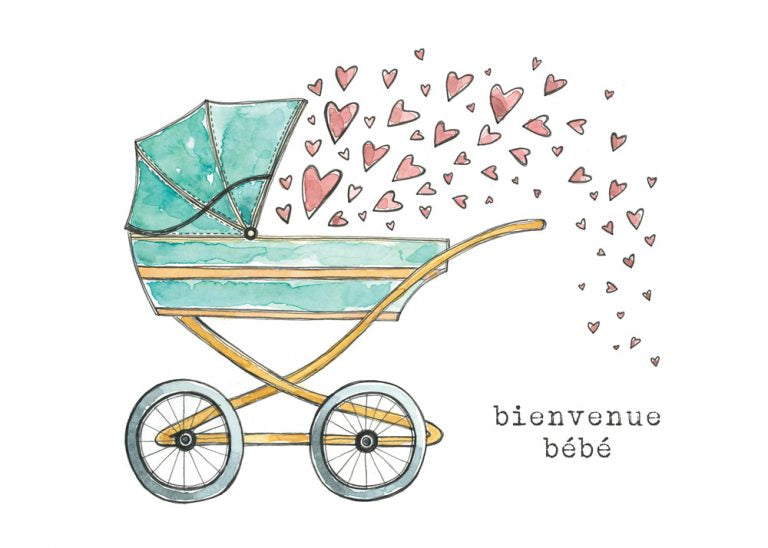 Carte avec illustration à l'aquarelle - Levi 01 - Bienvenue bébé