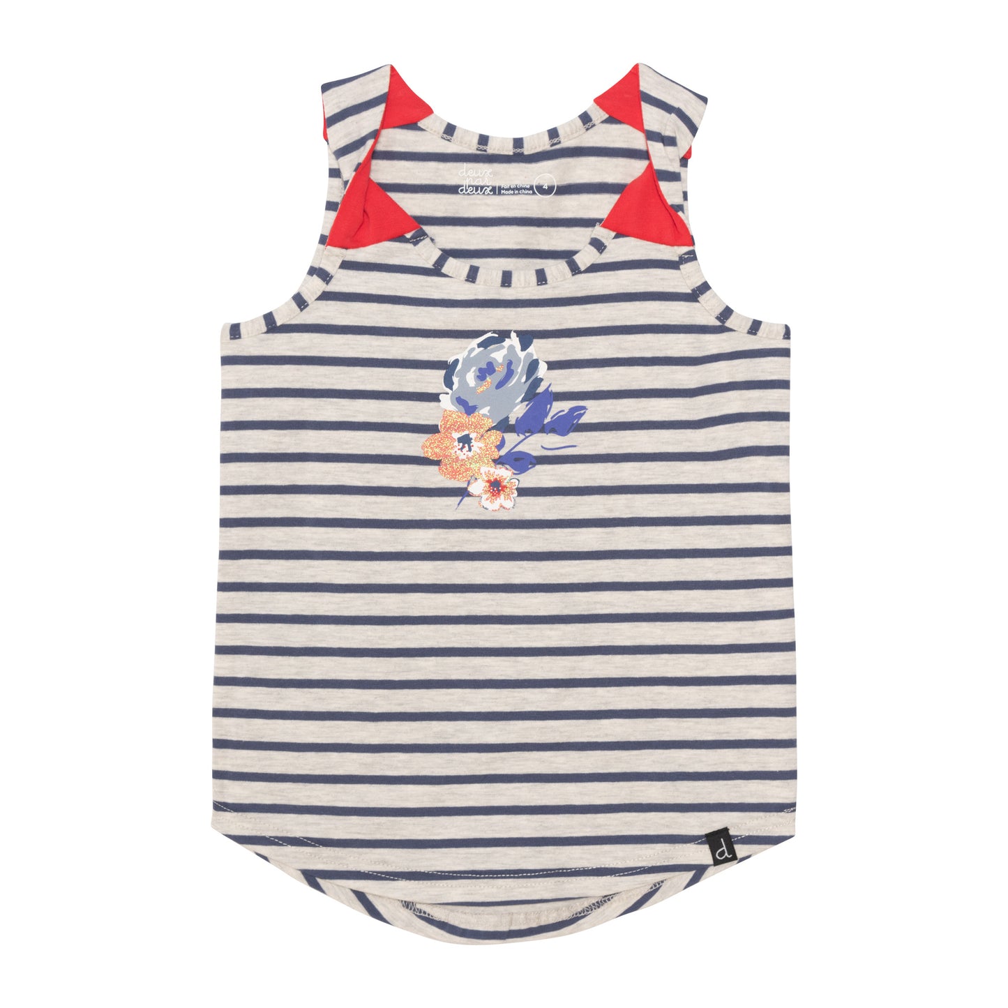 Camisole avec graphique E30G71-052 - Rayé indigo et avoine - 2 à 12 ans