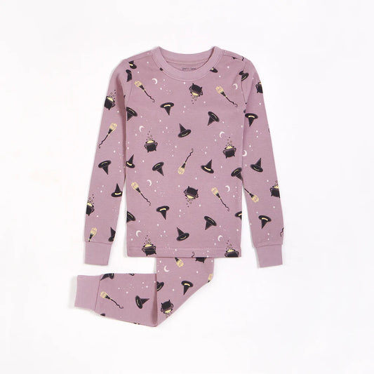 Ensemble pyjama violet à imprimés de sorcières phosphorescent -   2 à 14 ans