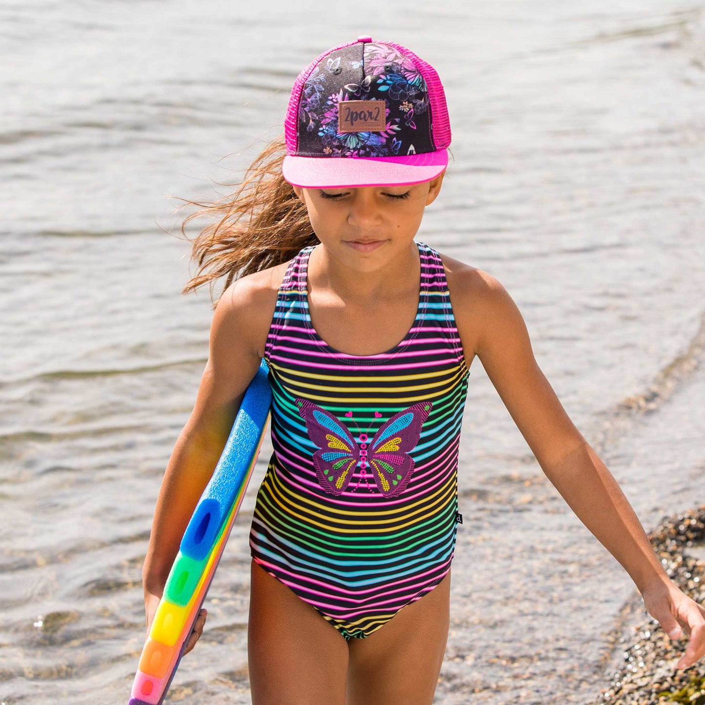 Maillot de bain 1 pièce rayé papillon E30NG61-000 - 3-12 ans