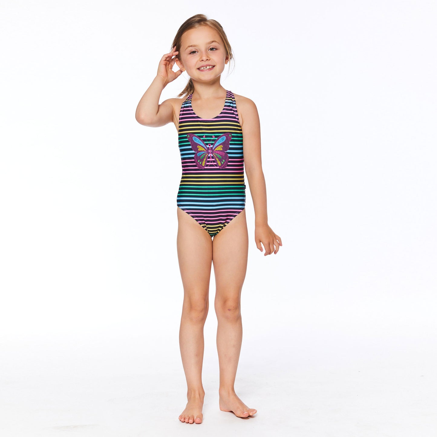 Maillot de bain 1 pièce rayé papillon E30NG61-000 - 3-12 ans