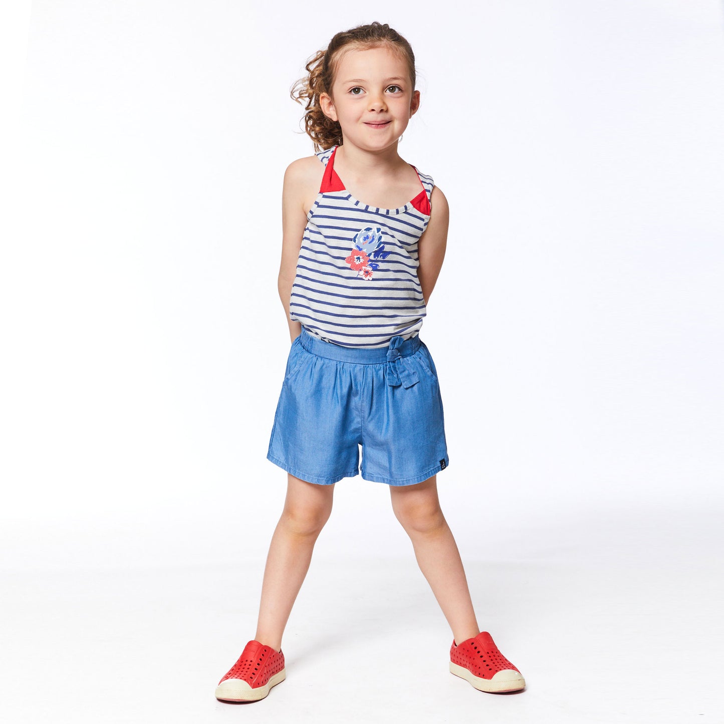 Camisole avec graphique E30G71-052 - Rayé indigo et avoine - 2 à 12 ans