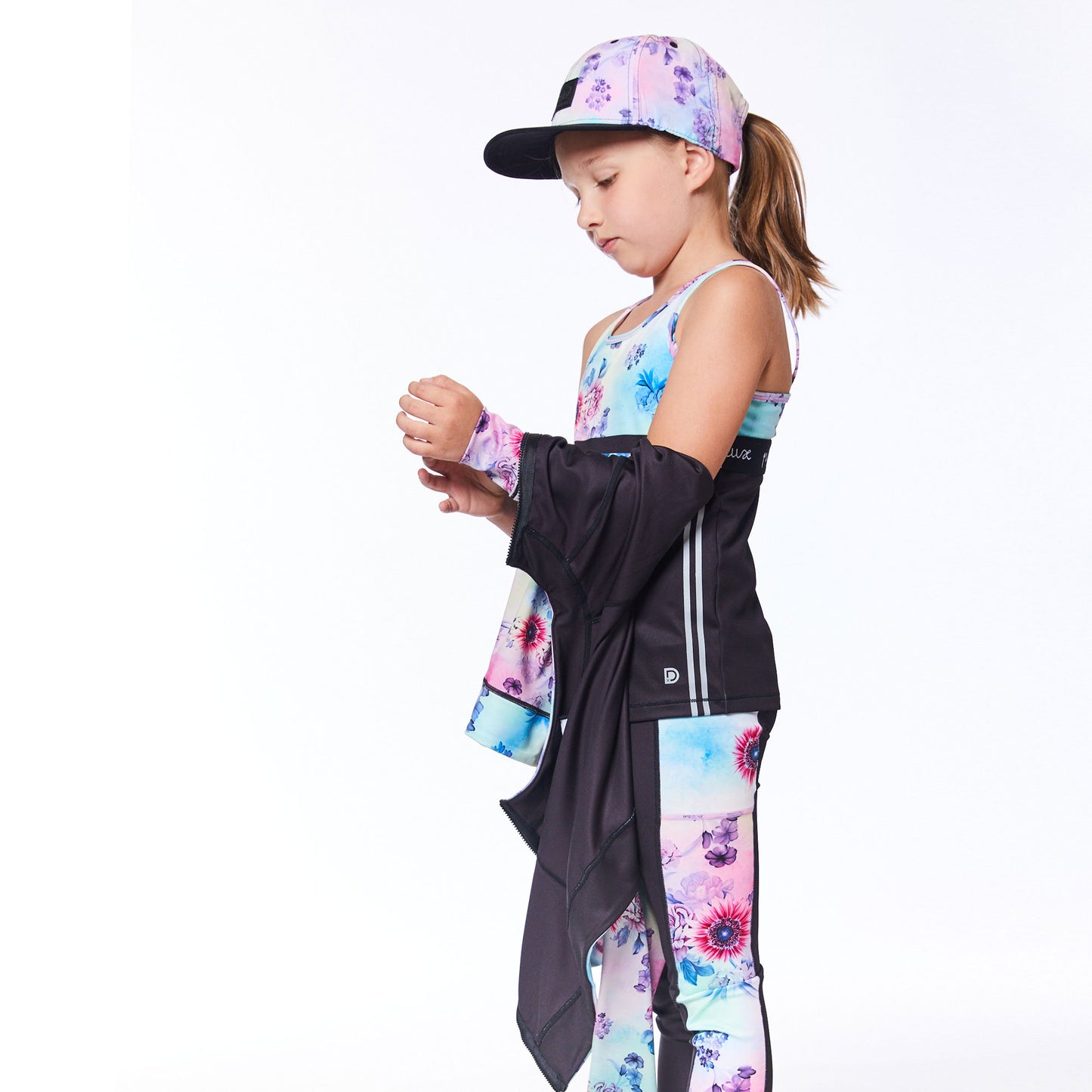 Veste réversible athlétique E30X30-088 - Anthracite/Fleurs Tie dye - 3-14 ans