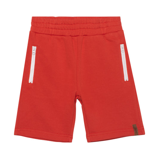 Culotte courte en french Terry avec pocher à zip E30U28-847 - Rouge - 2 à 12 ans