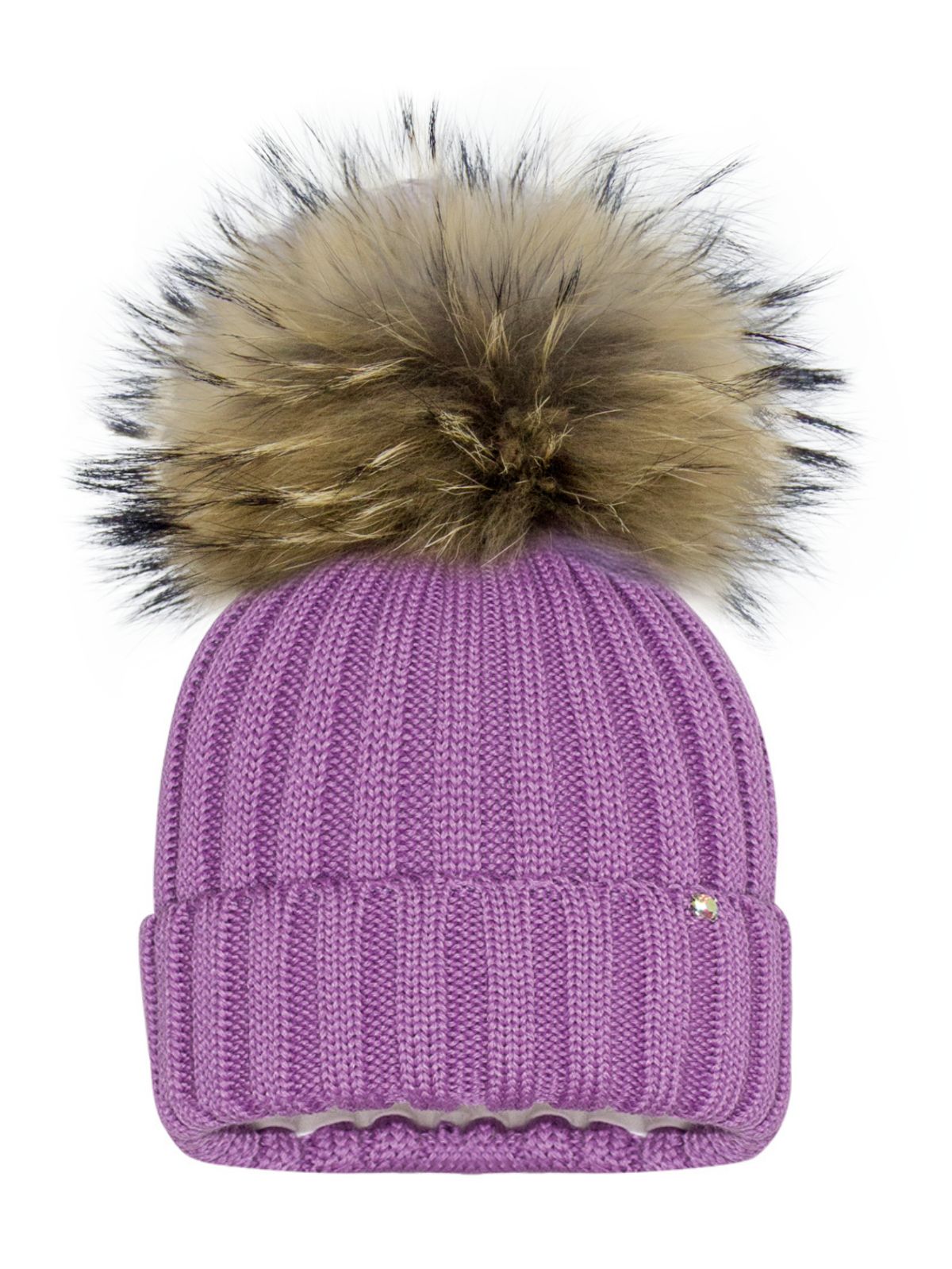 Tuque avec pompon naturel - 3/5 ans à 9 ans + (Adulte) - Lavande