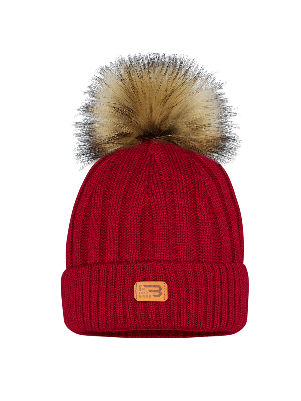 Tuque avec pompon naturel - 3/5 ans à 9 ans + (Adulte) - Rouge
